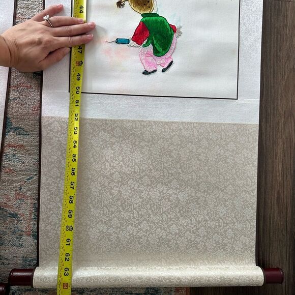 Vintage Chinese Silk Needlepoint Embroidered Tapestry Scroll 4 Panels Art Piece - Picture 13 of 16